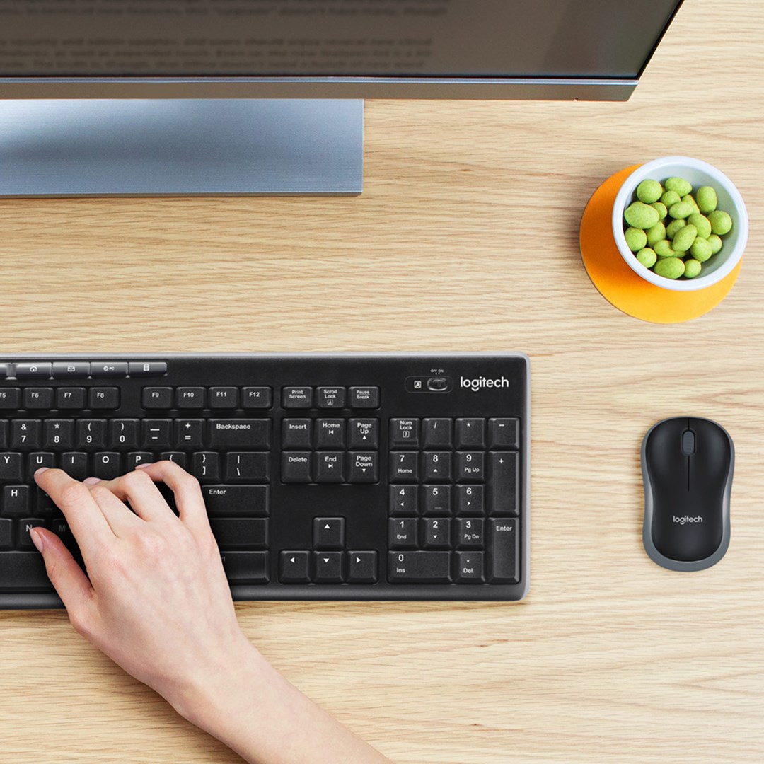 Logitech 920-004508 keyboard Mouse included Home RF Wireless QWERTY US International Black