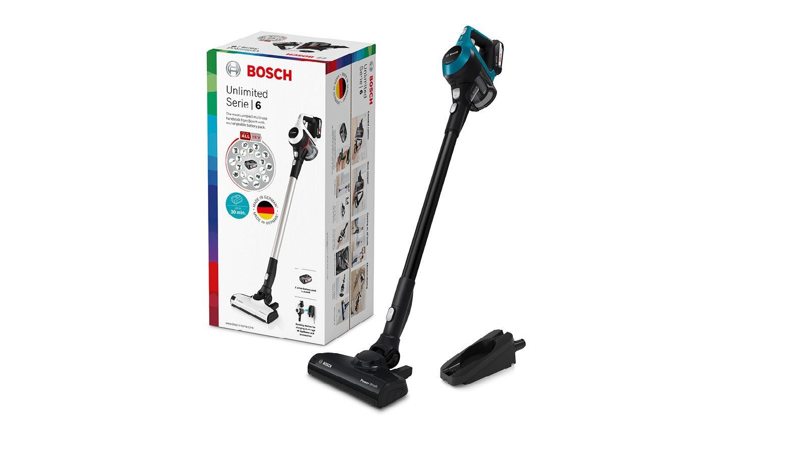 Bosch Serie 6 BBS611LAG stick vacuum/electric broom 2-in-1 stick vacuum Battery Dry Bagless 0.3 L Blue 2.5 Ah
