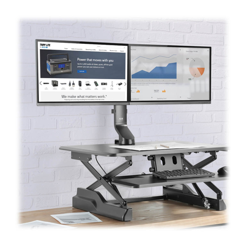 Tripp Lite DDR1727DC Dual-Display Monitor Arm with Desk Clamp and Grommet - Height Adjustable, 17” to 27” Monitors