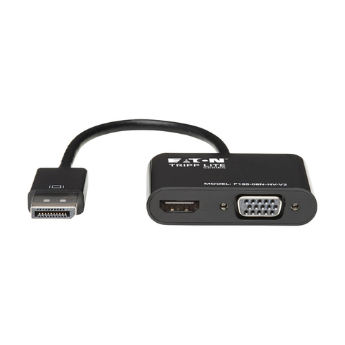 Tripp Lite P136-06N-HV-V2 DisplayPort to VGA/HDMI All-in-One Converter Adapter, DP ver 1.2, 4K 30 Hz HDMI