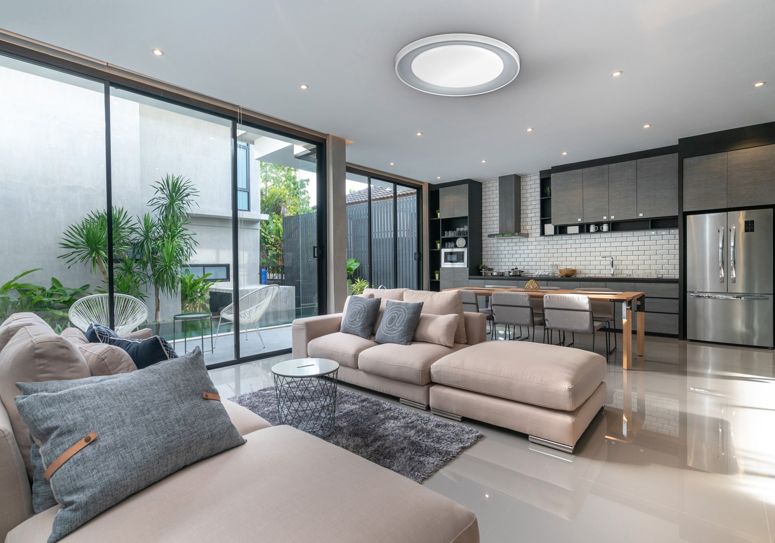 Modern LED dimmable ceiling plafond Activejet LED KRIS Grey wireless control by remote