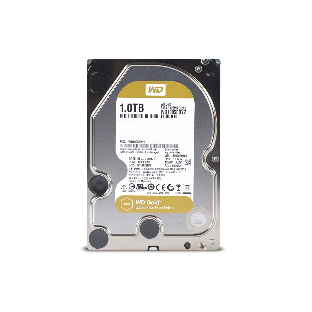 Western Digital Gold internal hard drive 1 TB 7200 RPM 128 MB 3.5" Serial ATA III