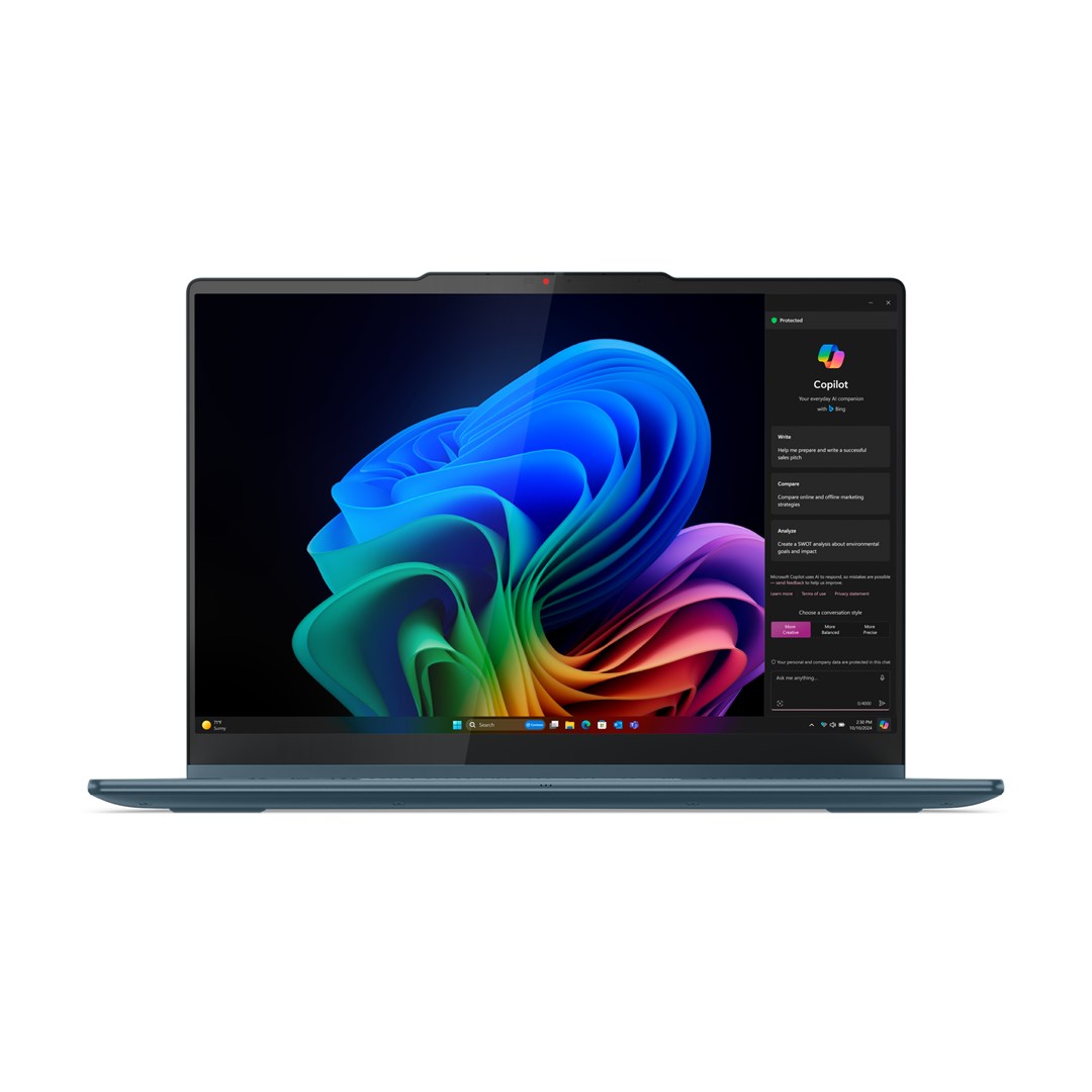 Lenovo Yoga 7 2-in-1 14AKP10 Copilot+ PC AMD Ryzen AI 5 340 Hybrid (2-in-1) 35.6 cm (14") Touchscreen WUXGA 16 GB LPDDR5x-SDRAM 512 GB SSD Wi-Fi 7 (802.11be) Windows 11 Home Teal