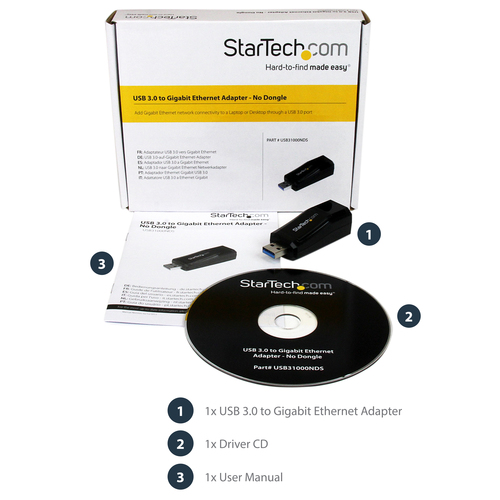 StarTech.com USB 3.0 to Gigabit Ethernet NIC Network Adapter – 10/100/1000 Mbps