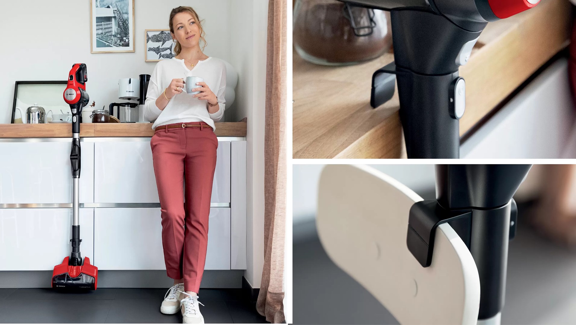 Bosch BCS711PET stick vacuum/electric broom Battery Dry Bagless 0.3 L Black, Red 3 Ah