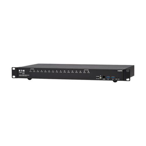 Tripp Lite B024-H4U16 16-Port 4K HDMI/USB KVM Switch - 4K 60 Hz Video/Audio, USB Peripheral Sharing, 1U Rack-Mount