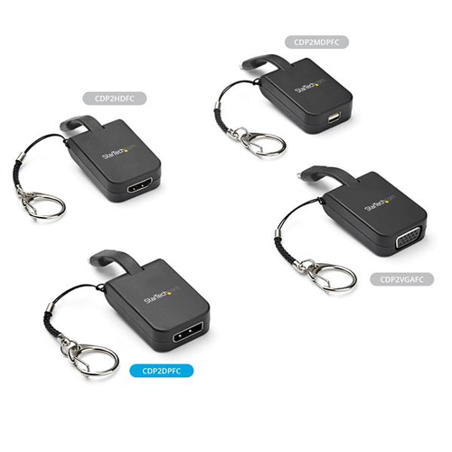 StarTech.com Compact USB C to DisplayPort 1.4 Adapter - 8K 60Hz/4K USB-C to DP Video Converter w/ Keychain Ring - USB Type-C DP Alt Mode (HBR3 HDR DSC) to DP Monitor Dongle - TB3 Compatible