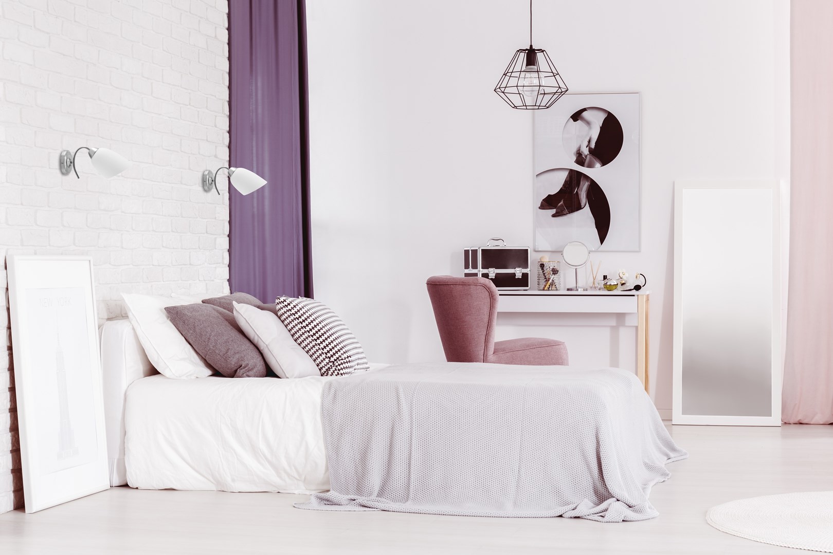 Classic single wall lamp Activejet NIKITA nickel E27 for the living room