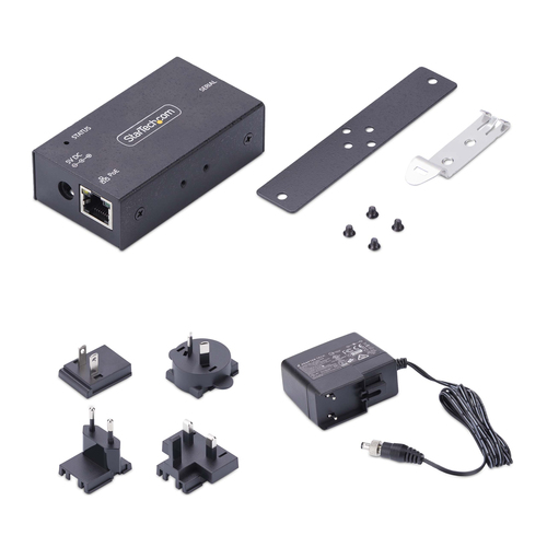 StarTech.com 1-Port Serial to Ethernet Adapter, 802.3af PoE IP Serial Device Server For Remote RS232 Devices, Wall/DIN Rail Mountable, RJ45 LAN to DB9 Serial Converter, TAA
