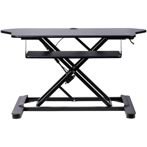 StarTech.com Corner Sit Stand Desk Converter with Keyboard Tray - Large Surface (35" x 21") - Height Adjustable Ergonomic Desktop/Tabletop Standing Workstation - Supports Dual Monitors