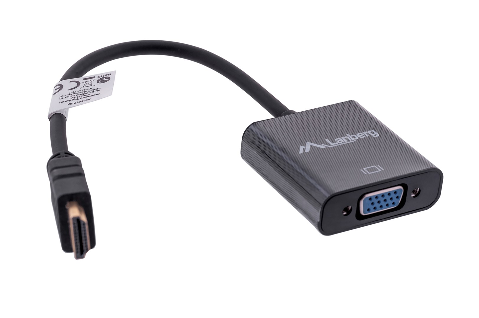 Lanberg AD-0017-BK video cable adapter 0.2 m VGA (D-Sub) HDMI Type A (Standard) Black
