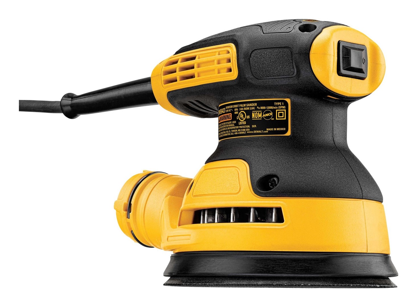 DeWALT DWE6423-QS portable sander Orbital sander 12000 OPM Black  Yellow 280 W