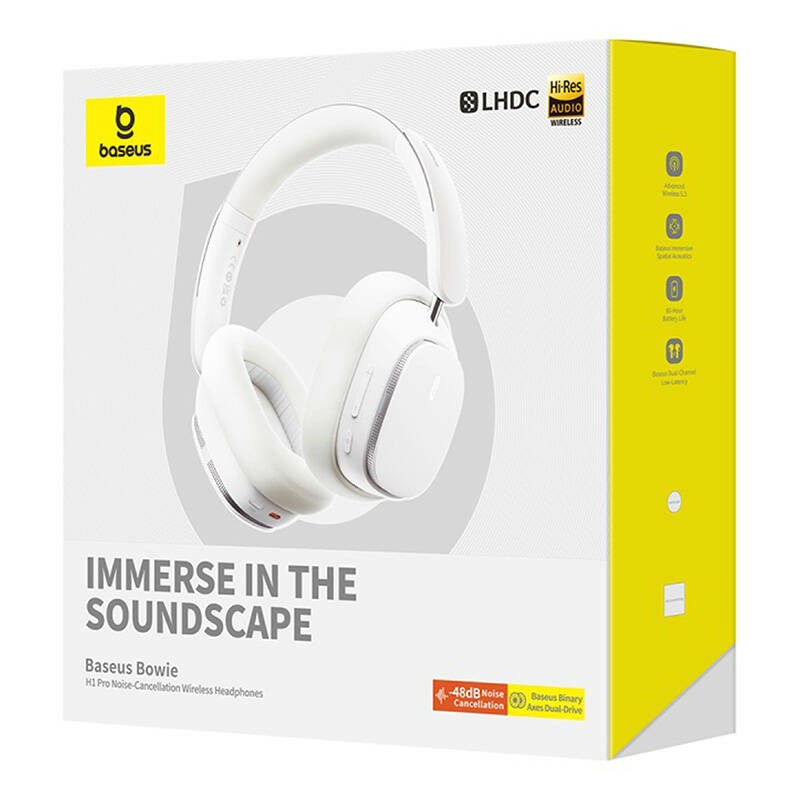 Baseus Bowie H1 Pro Headset Wireless Head-band Music USB Type-C Bluetooth White