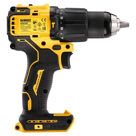 DeWALT DCD709N-XJ drill 1650 RPM Keyless 1.2 kg Black  Yellow
