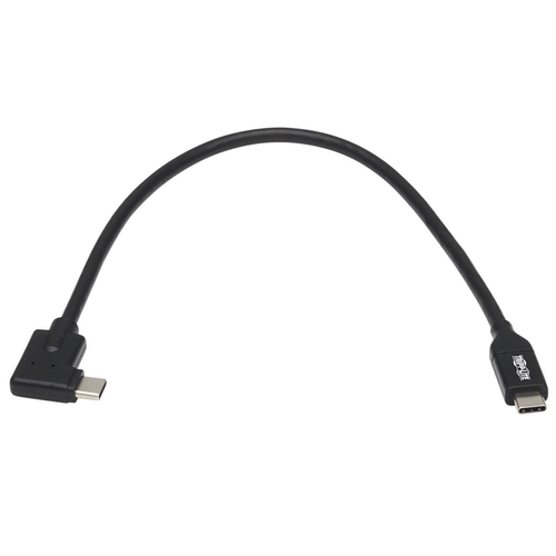 Tripp Lite U420-001-RA USB-C Cable (M/M) - USB 3.2 Gen 1, (5 Gbps), Thunderbolt 3 Compatible, Right-Angle Plug, 1 ft. (0.3 m)