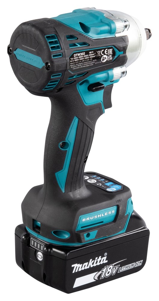 Makita DTW302Z power wrench 3/8  3200 RPM Black  Blue 18 V