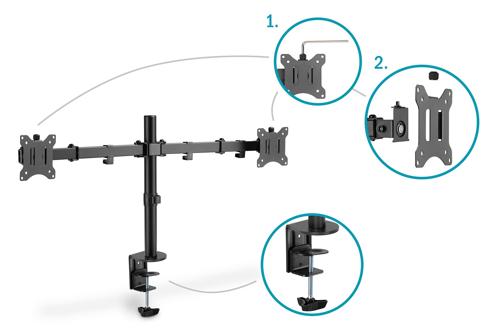 Digitus Universal Dual Monitor Clamp Mount