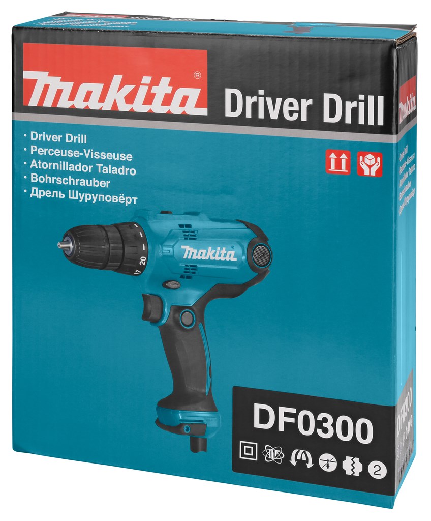 Makita DF0300 drill 1500 RPM Keyless 1.2 kg Black  Blue