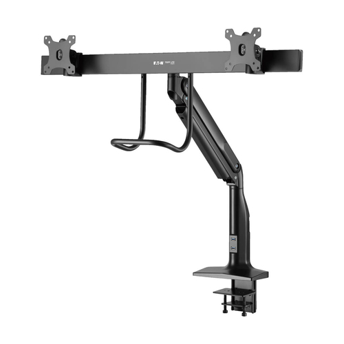 Tripp Lite DMPDD1735AM Safe-IT Precision-Placement Dual-Display Desk Clamp or Grommet with Antimicrobial Tape for 17” to 35” Displays, USB Ports