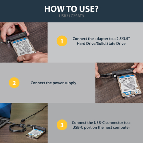 StarTech.com USB 3.1 (10Gbps) Adapter Cable for 2.5”/3.5” SATA Drives - USB-C