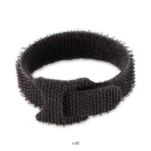 StarTech.com 6in Hook and Loop Cable Ties - 50 Pack - Black - Reusable Cable Straps - Adjustable and Flexible - Cord Organizer Tie/Wraps for Cable Management - Wire Loop Ties