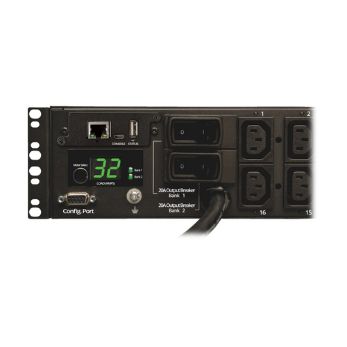 Tripp Lite PDUMH32HVNET 7.4kW Single-Phase Switched PDU, LX Interface, 230V Outlets (16-C13), IEC-309 Blue 230V 32A, 3.6m Cord, 2U Rack-Mount, TAA