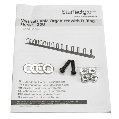 StarTech.com Vertical Cable Organizer with D-Ring Hooks - 0U - 2.8ft.