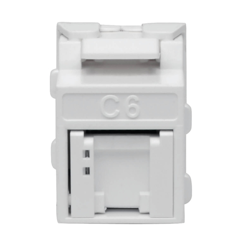 Tripp Lite N238-001-GY-TF Keystone Jack Cat6/Cat5e, RJ45, Shuttered, Dust Cap - Toolless, PoE/PoE+ Compliant, White, TAA