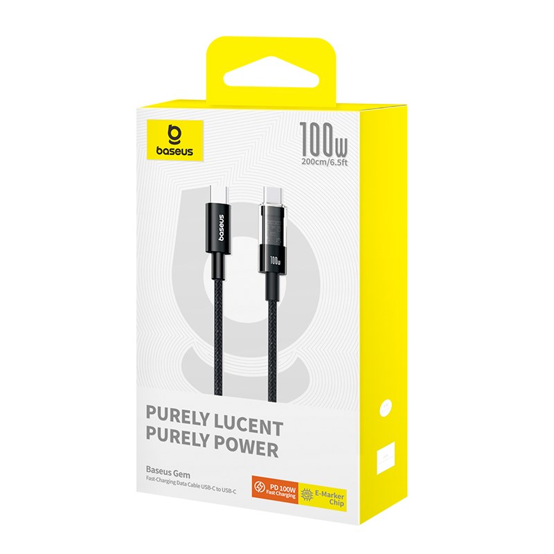 Baseus Gem USB C to USB C fast charging cable 2 m 100 W Black