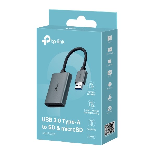 TP-Link UA430 card reader USB 3.2 Gen 1 (3.1 Gen 1) Type-C Grey